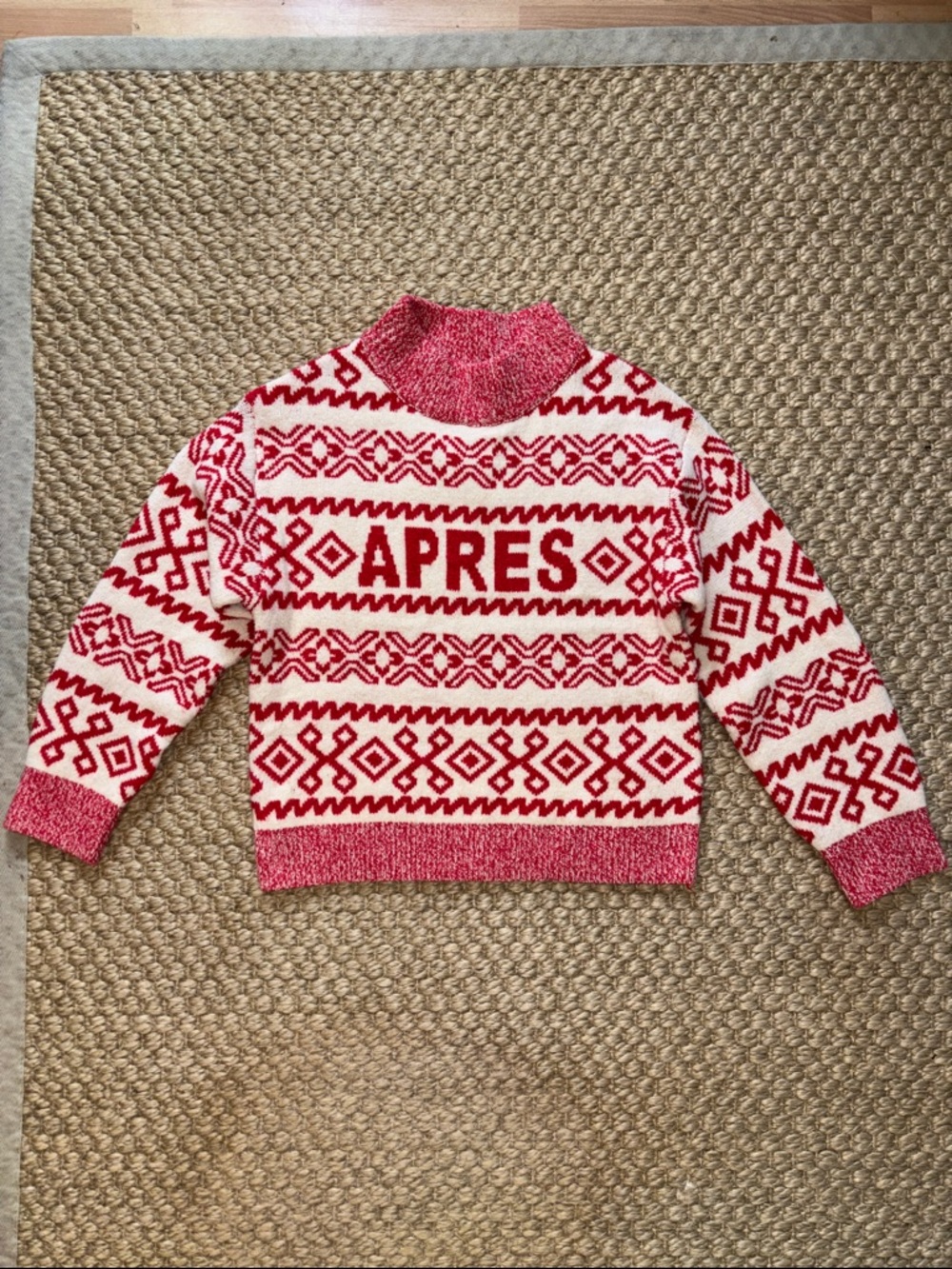 a new day Red and White 'APRES' Fair Isle Sweater